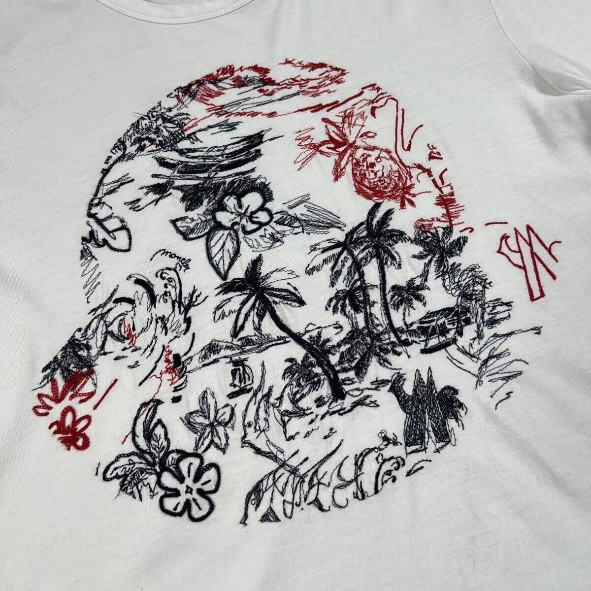 1円〜　美品　MONCLER モンクレール　マグリア　刺繍デザイン　半袖Tシャツ　ホワイト　Mサイズ　7336_画像3