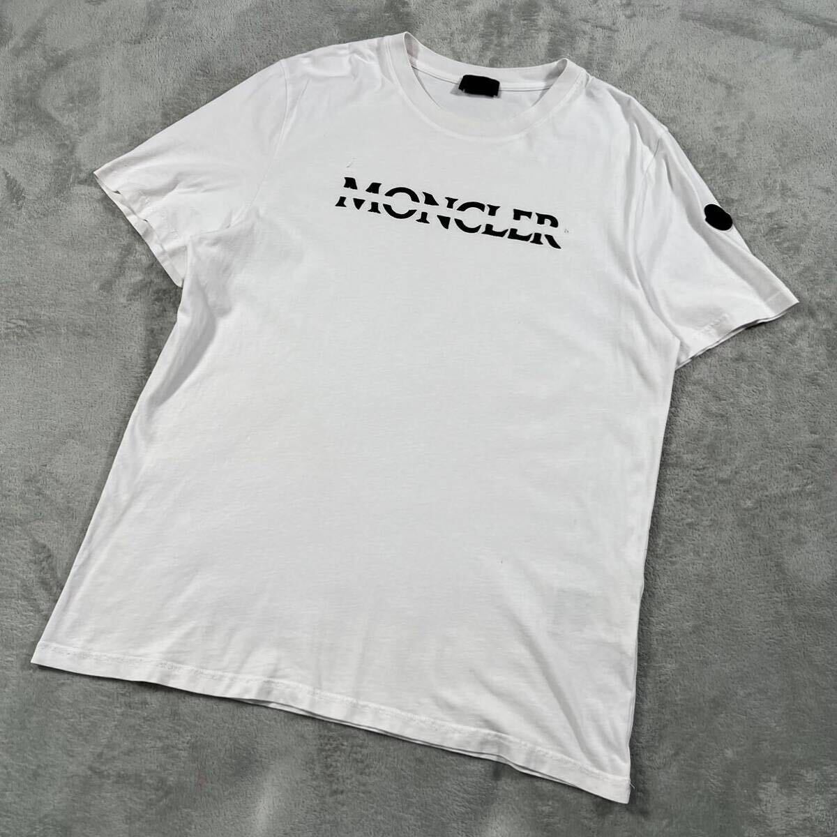 1円〜 MONCLER モンクレール 半袖Tシャツ ホワイト Mサイズ 7188の画像1