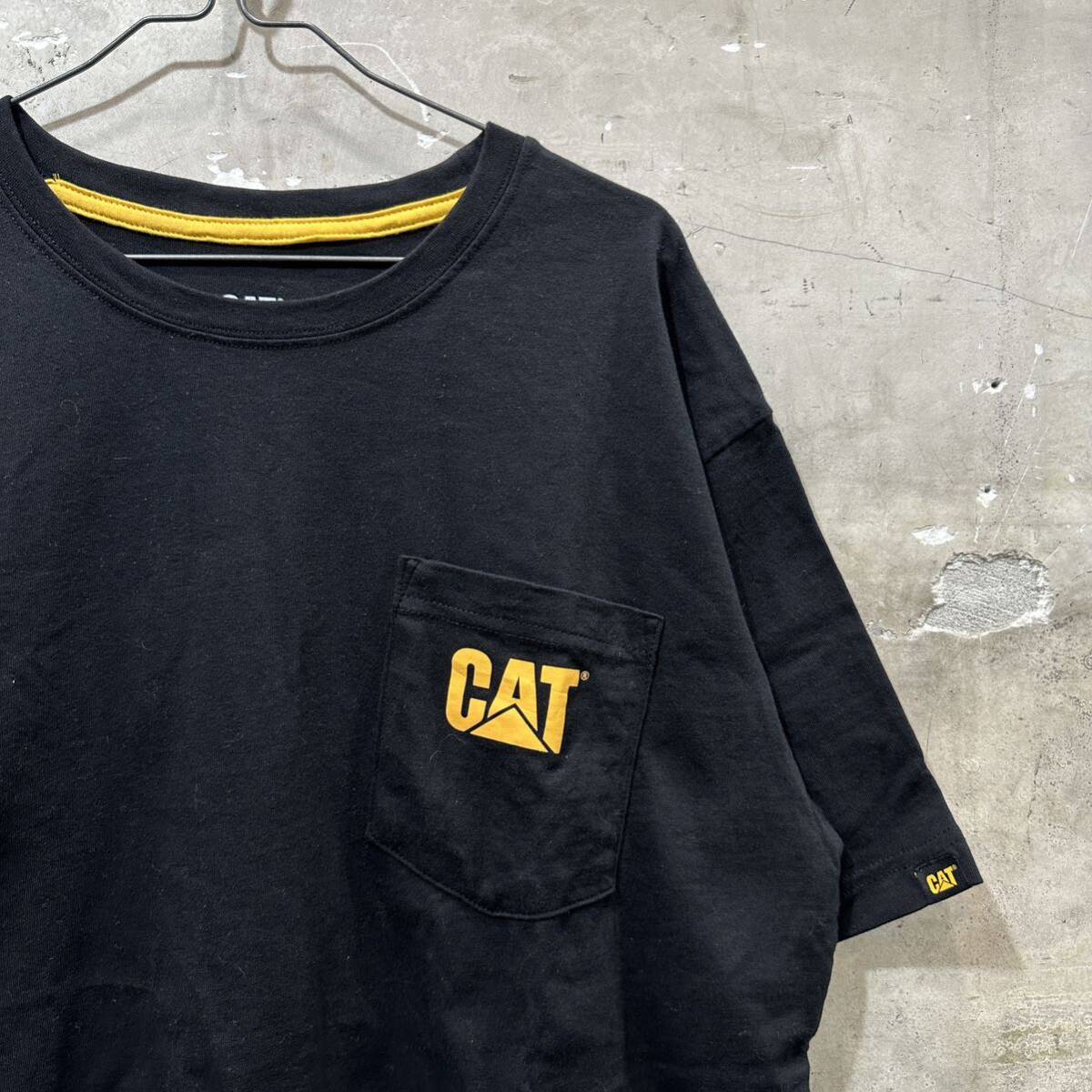 USA古着CAT キャタピラー ポケットTシャツ ポケT ブラックXL_画像3