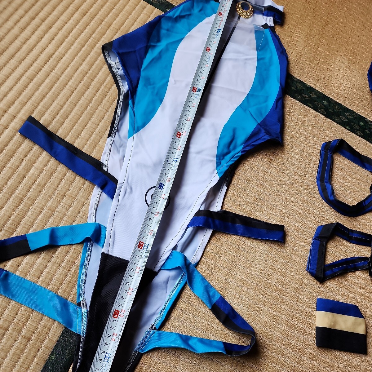 FGO.. front swimsuit XL size one jpy start cosplay .. light blue . blue . white . black silver . Gold elasticity equipped 
