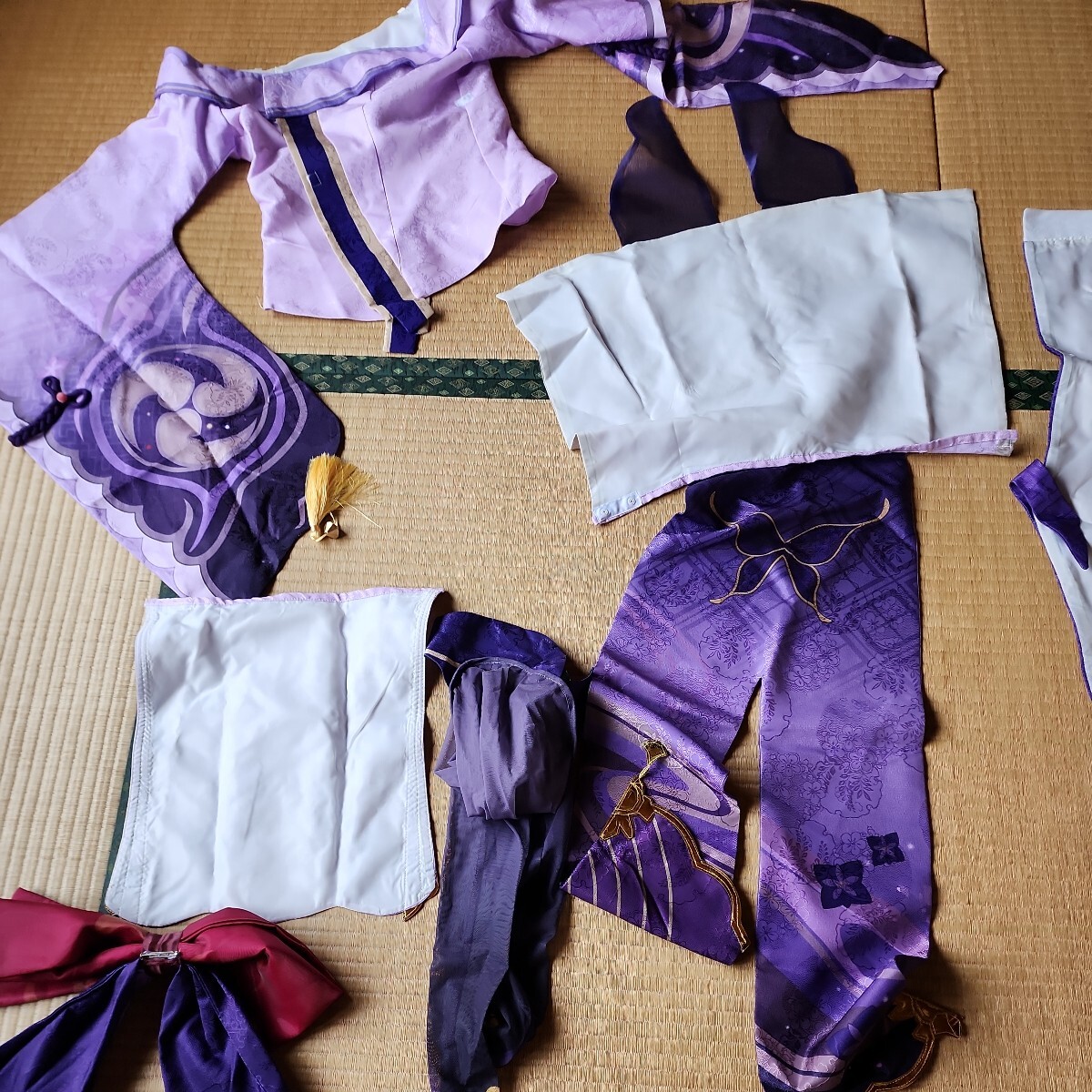 原神 雷電将軍 Mサイズ 一円スタートコスプレ衣裳 (神の目やアクセサリーパーツありません)ジャガード紫に紺色にゴールドの画像10