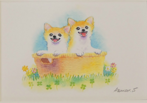  pretty dog. painter Sakamoto kazsi amount attaching Mini art [ Nakayoshi. chihuahua basket ] production end goods, stock limit..