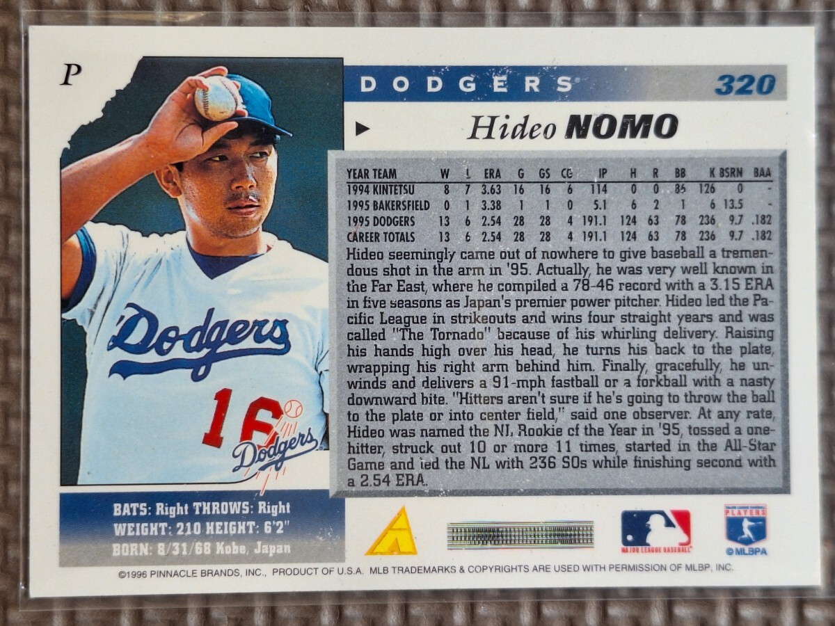 1996 Score #320 HIDEO NOMO Los Angeles Dodgers Kintetsu Buffaloes_画像2