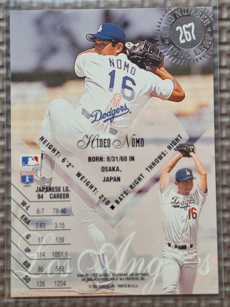 1995 Donruss Leaf #267 HIDEO NOMO RC Los Angeles Dodgers Kintetsu Buffaloesの画像2