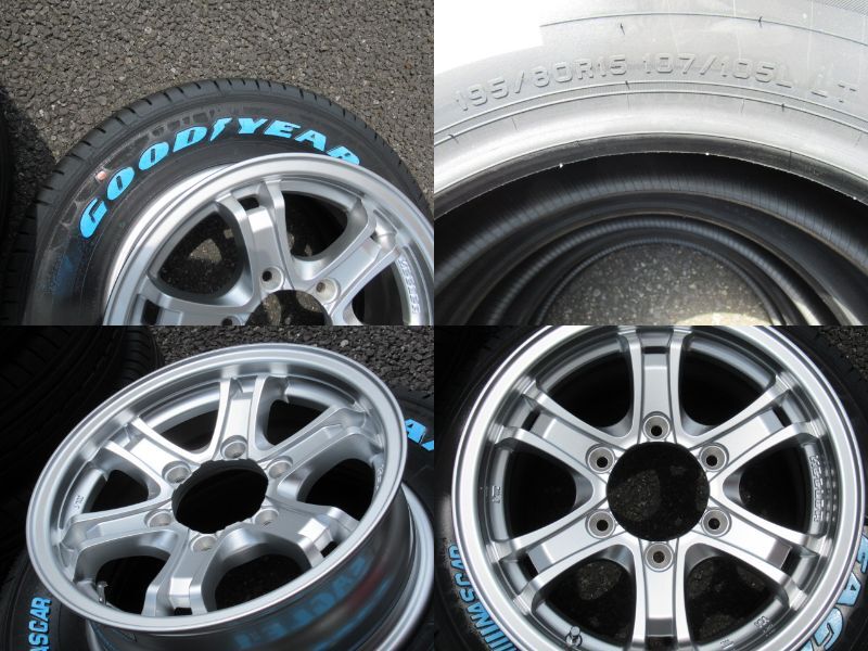 200系ハイエース用 GOODYEAR 2023年製ホワイトレター NASCAR 15インチ + シルバーWEDSホイール 超特価4本SET 車検対応 送料込価格_画像6