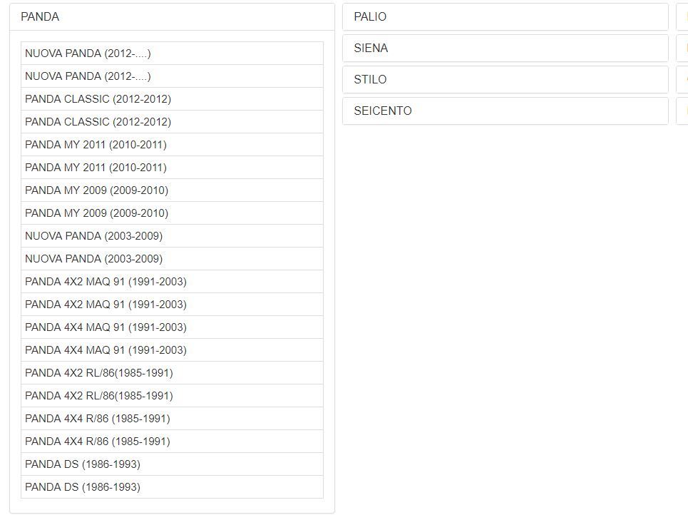  Fiat + other Manufacturers parts list online version EPC 500 126 PUNTO PANDA IDEA UNO MULTIPLA BRAVO STILO LINEA Multipla coupe 