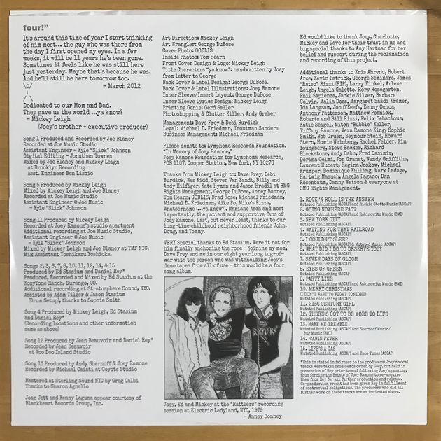 12inc × 2 Joey Ramone:ジョーイ・ラモーン / "… ya know?　ダウンロードコード付_画像6の裏