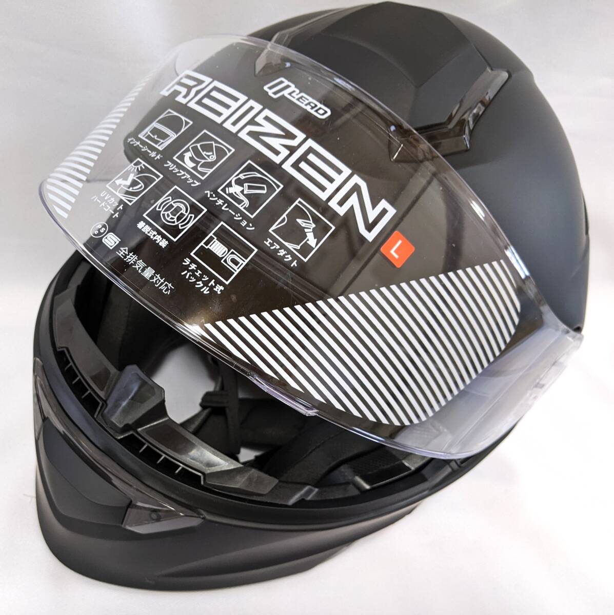 【1円出品】REIZEN モジュラーヘルメット マットブラック L(59～60cm未満）リード工業 フルフェイスの安全性_画像2