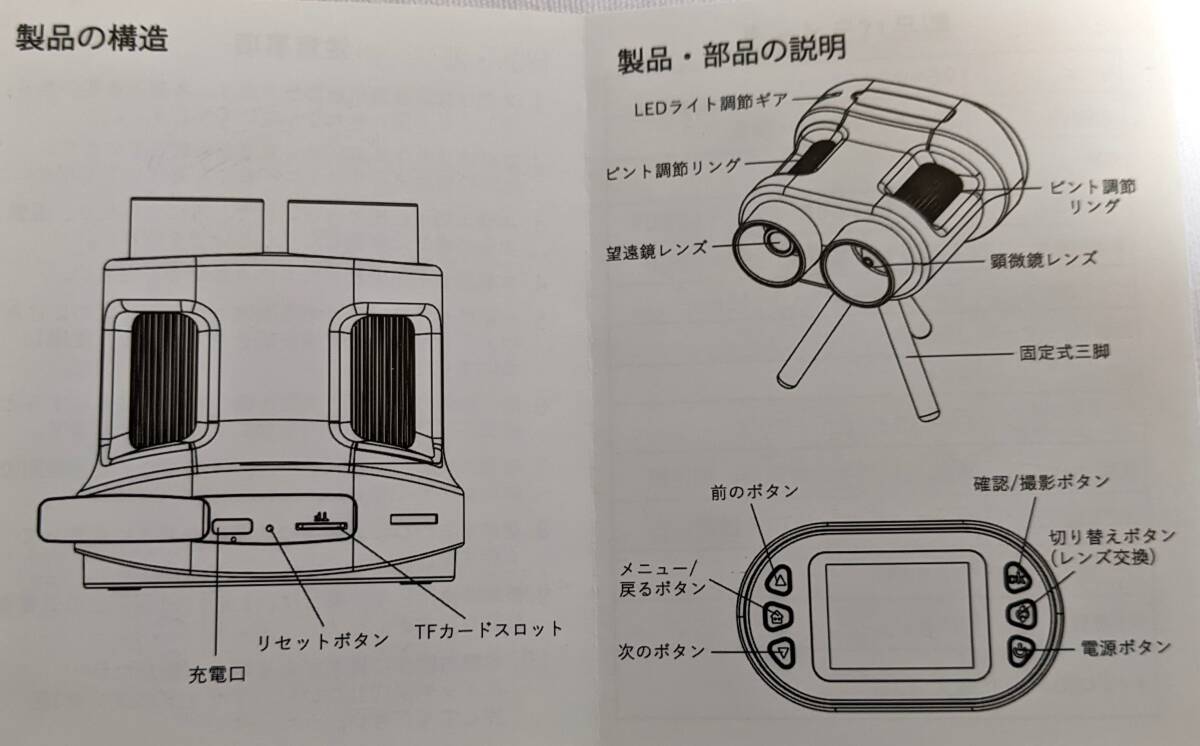 [1 иен лот ] Mini цифровой микроскоп бинокль F1 фиксированный штатив японский язык инструкция по эксплуатации с ремешком .