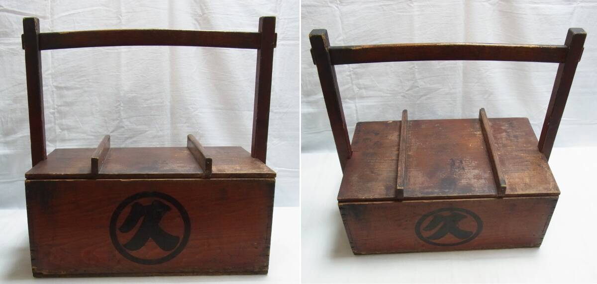  old tool * wooden hill keep . front box * circle . shop number .. mochi storage box toolbox storage peace tool peace old Japanese-style house Cafe antique antique Vintage 140