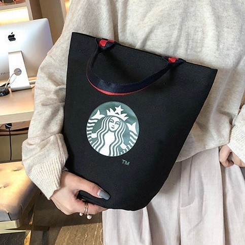 スタバ トート ハンド バスケット バック ブラック　新品　大容量ランチバック　ランチバッグ　スターバックス_画像2