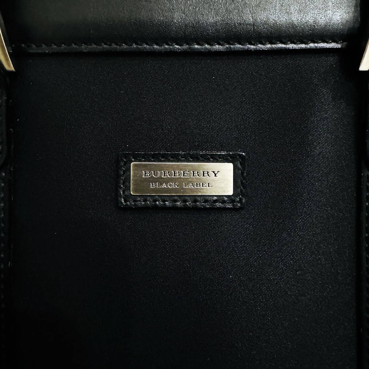 美品 BURBERRY BLACK LABEL バーバリーブラックレーベル ナイロン＆本革 ブリーフケース ビジネスバッグ サイドノバチェック 黒白青 #2697_画像3