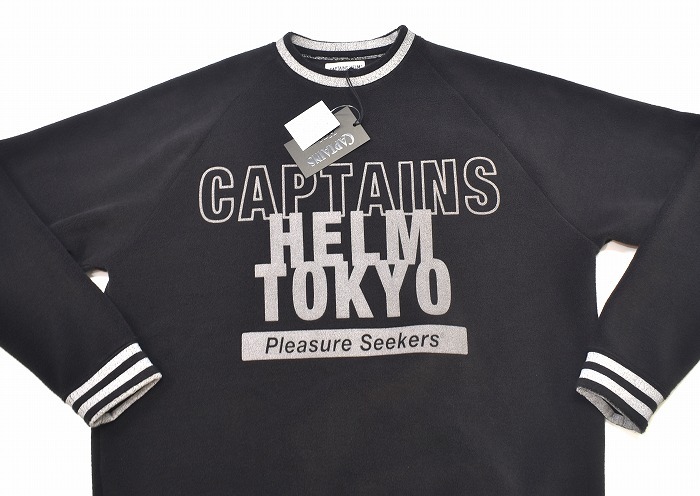 CAPTAINS HELM（キャプテンズヘルム）P-LINE FLEECE CREW ピーライン フリースクルーSWEAT スウェット トレーナー ブルゾン BLACK L ロゴ_画像4