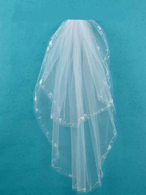  wedding veil semi long height 2 step processing white eggshell white from selection possible 