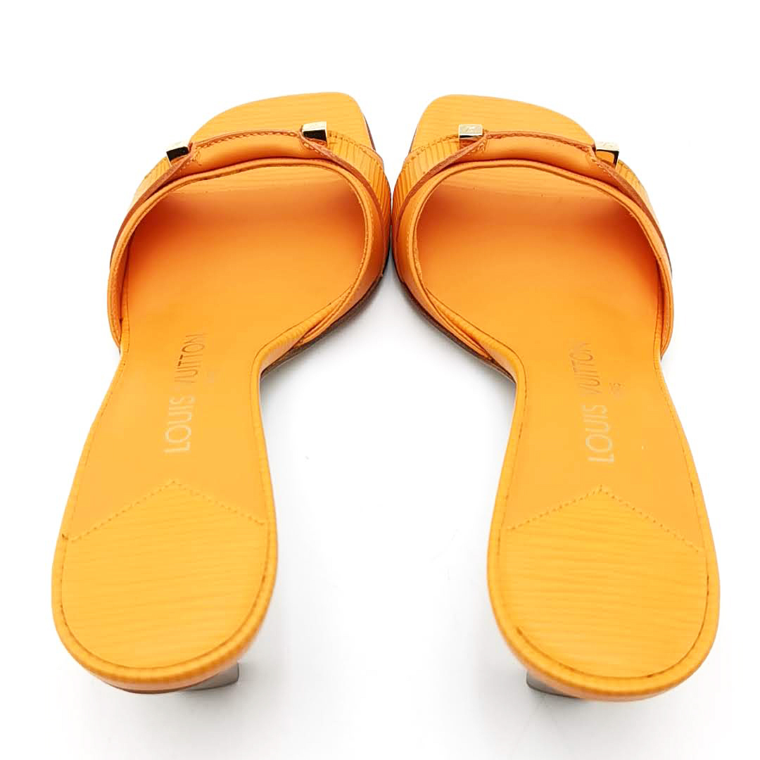送料無料 超美品 ルイヴィトン サンダル 靴 ミュール オープントゥ エピ レザー 伊製 36 23cm相当 橙系 レディース_画像8