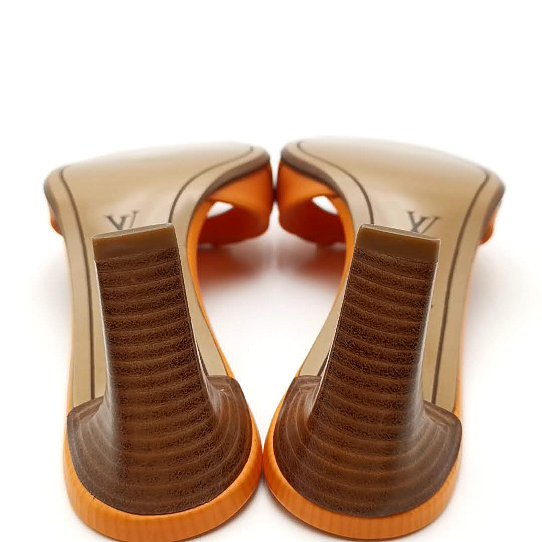 送料無料 超美品 ルイヴィトン サンダル 靴 ミュール オープントゥ エピ レザー 伊製 36 23cm相当 橙系 レディース_画像9