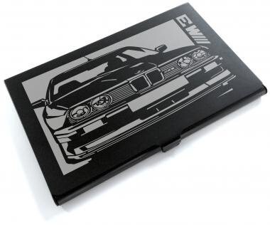 ブラックアルマイト「BMW E30 M3 SPORTS EVOLUTION」切り絵デザインのカードケース[CC-002]_画像1