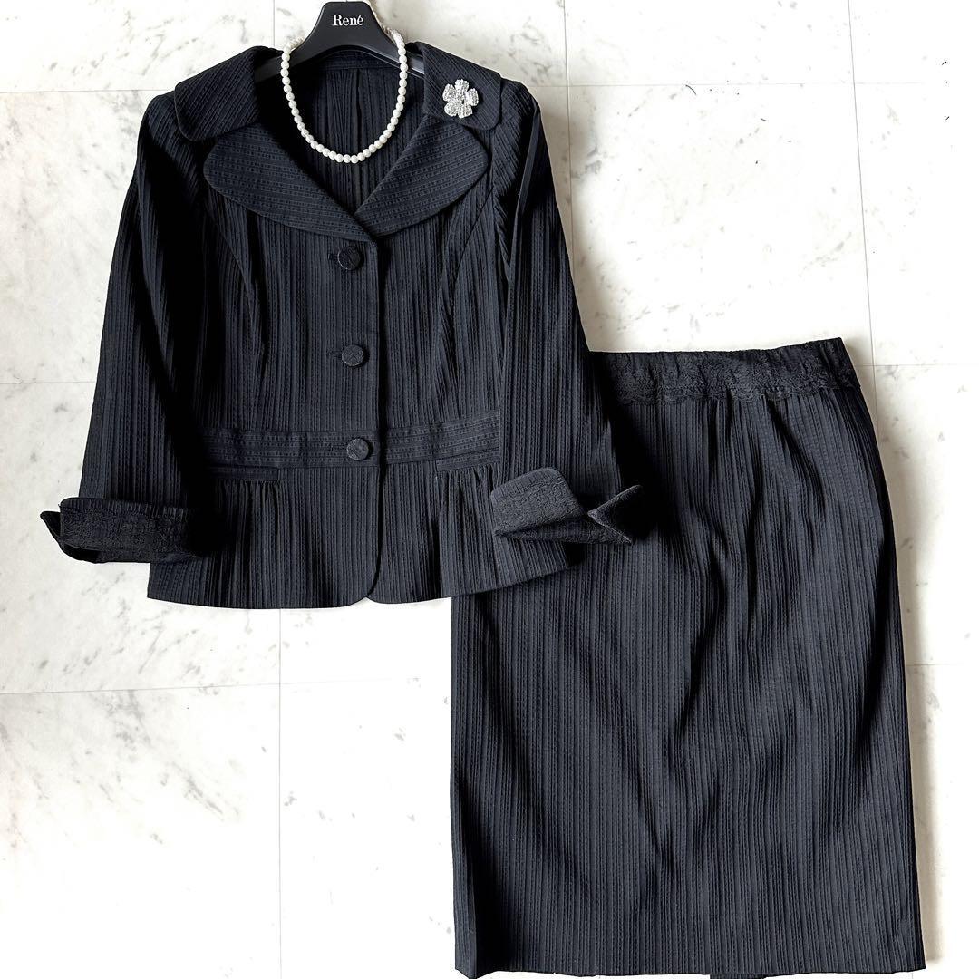 極美品 フランコフェラーロ スカート セットアップ 黒 サイズ3 ブラックの画像1