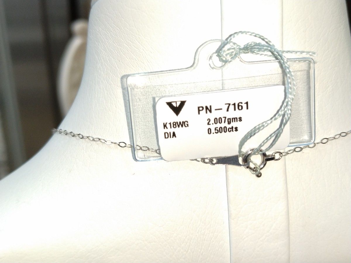 ☆K18WG ハート型ダイヤネックレス0.5ct チェーン約44cm可愛い！☆Heart Shape Dia Necklace☆