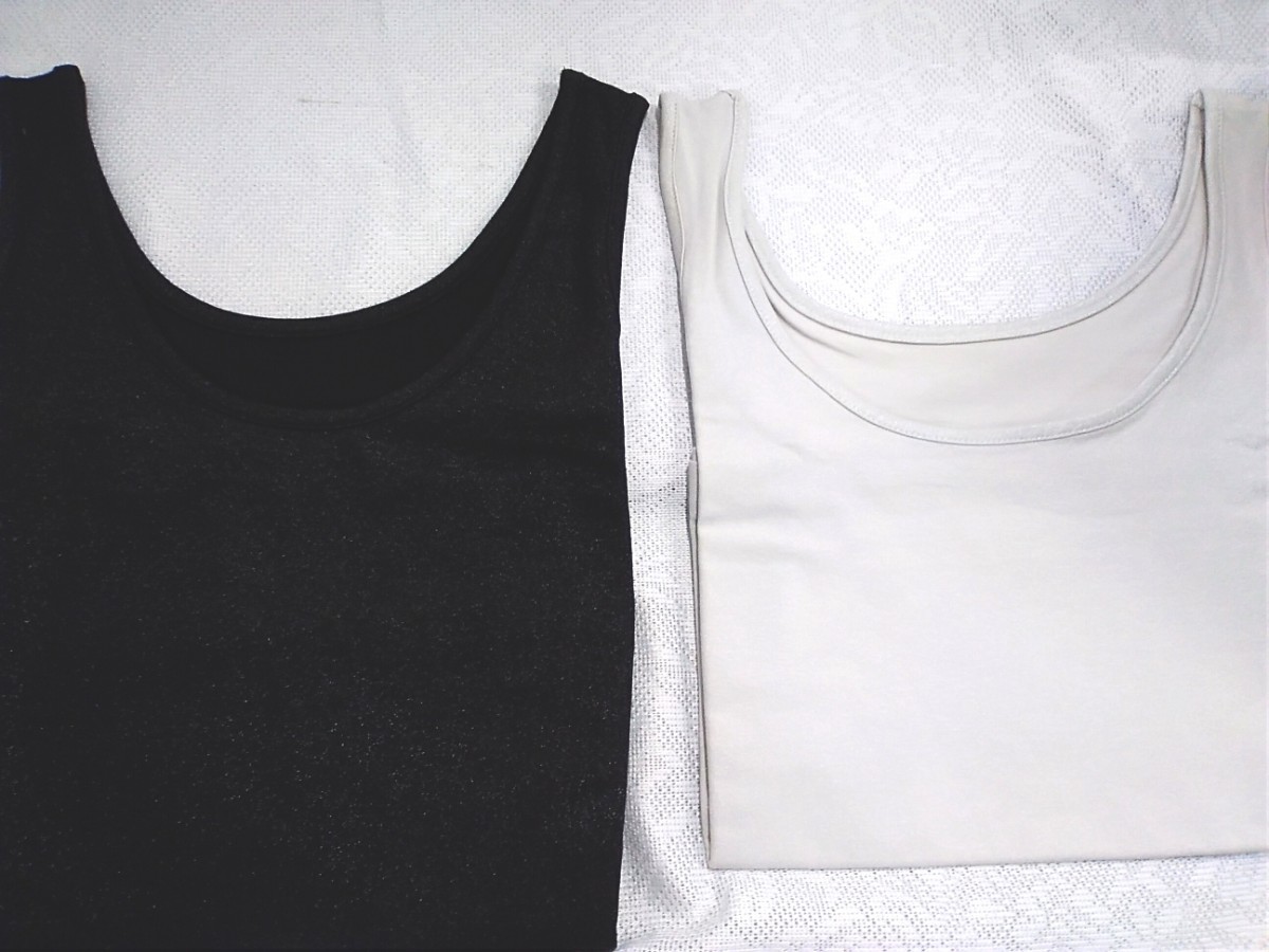 g_t S923 レディース　ファッション　タンクトップ　ランニングシャツ　ラメ入り　Sサイズ　オフホワイト、ブラック　2枚　 未使用品_画像1