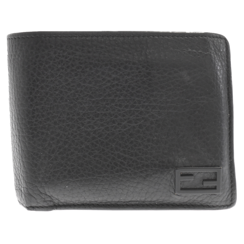 FENDI フェンディ FFロゴ レザー 二つ折り財布 7M0001-AG01-2281835 ブラック