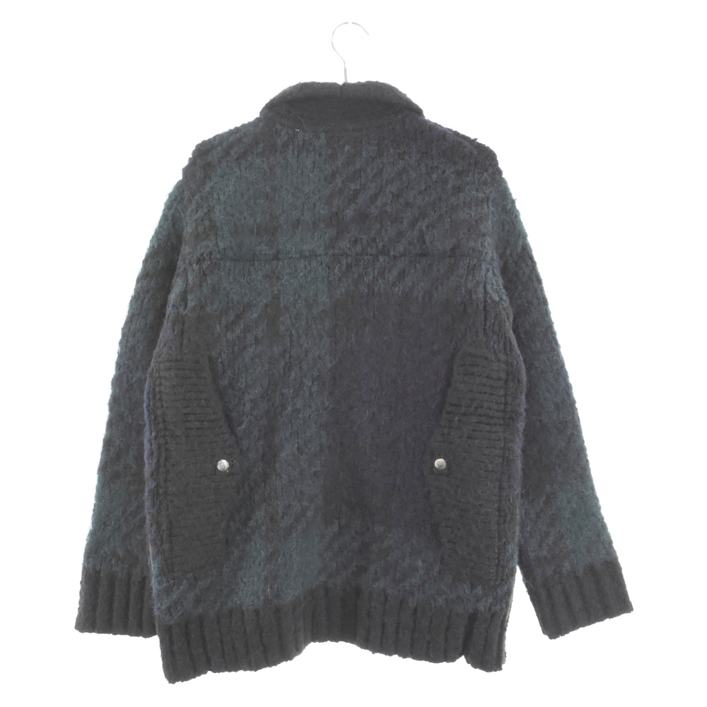 Sacai サカイ 23AW Jacquard Knit Blouson ジャガード ニット ブルゾン ウールジャケット ブラック/グリーン 23-03201M_画像2