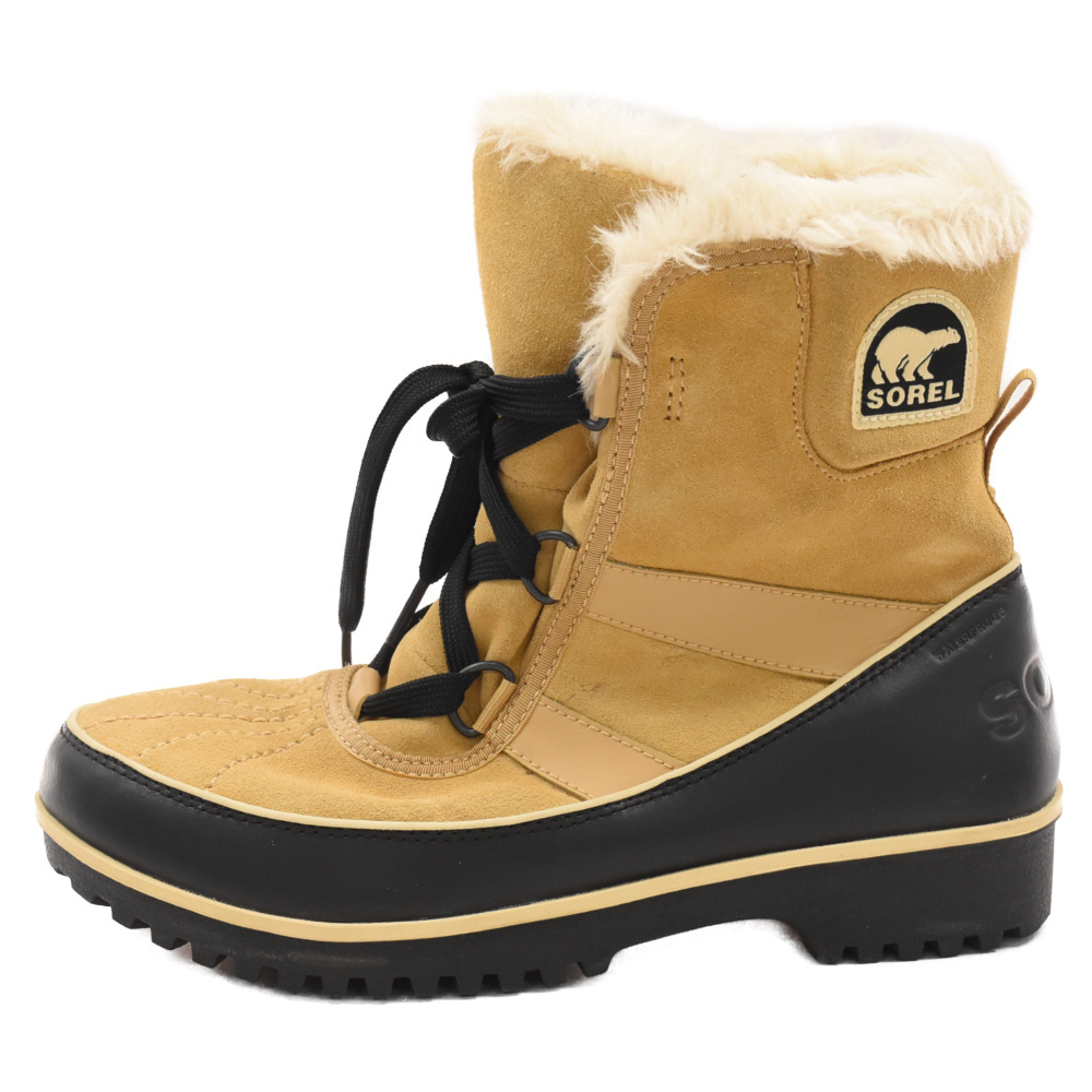 SOREL ソレル ティボリ ライナーファー レースアップ スエードアウトドアブーツ レディース イエロー US8/25cm NL2089-373_画像1