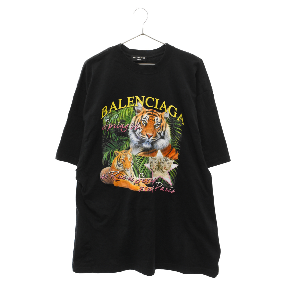 BALENCIAGA バレンシアガ 22SS YEAR OF THE TIGER タイガープリント半袖Tシャツ 681314 TLVH2 ブラック