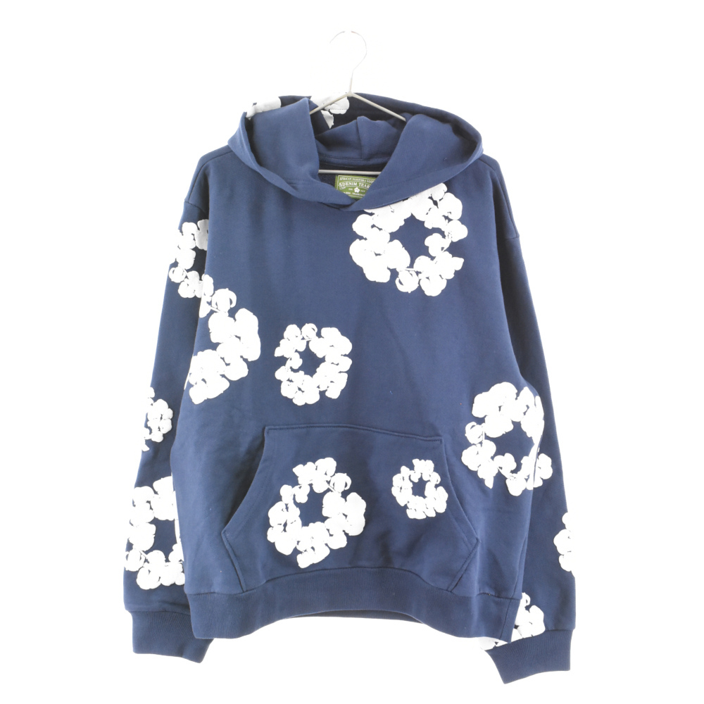 DENIM TEARS デニムティアーズ 23AW COTTON WREATH HOODIE デニムティアーズ フラワー プリント プル オーバー パーカー ネイビー