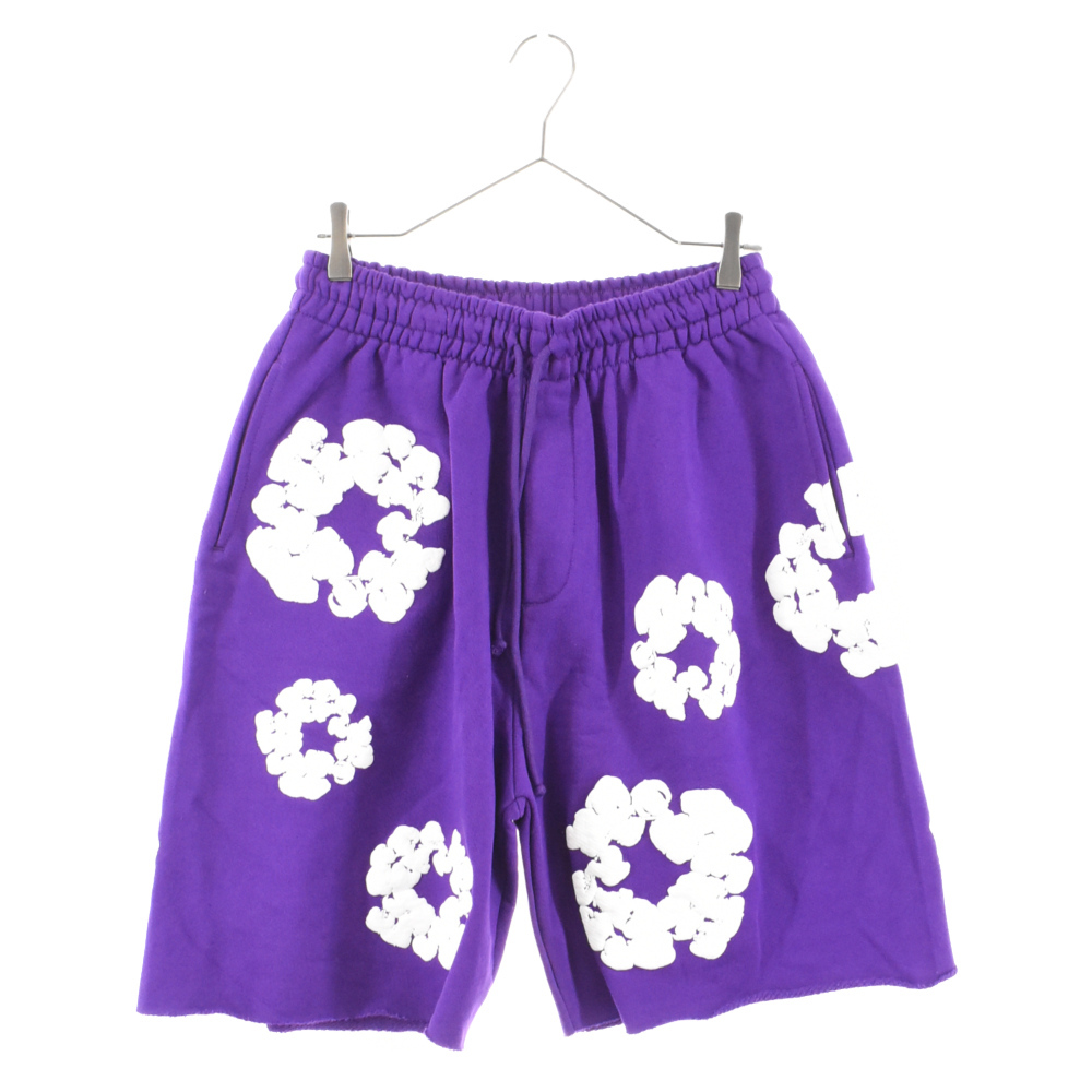 DENIM TEARS デニムティアーズ COTTON WREATH SWEAT SHORTS 花柄スウェットショーツ ハーフパンツ パープル