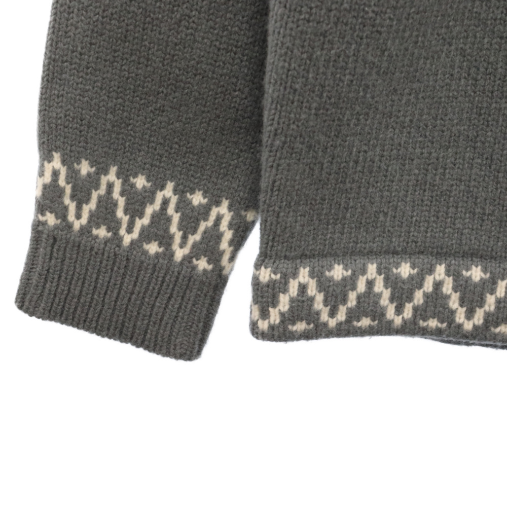 SUBCULTURE サブカルチャー NORDIC EXTRAFINEMERINOWOOL SWEATER ノルディック柄 ウールニット長袖セーター グレー/ホワイト SCKT-A2301_画像4