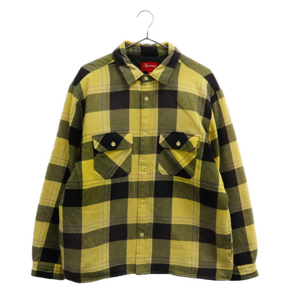 SUPREME シュプリーム 20AW Quilted Flannel Shirt キルテッドフランネルチェック長袖シャツ イエロー
