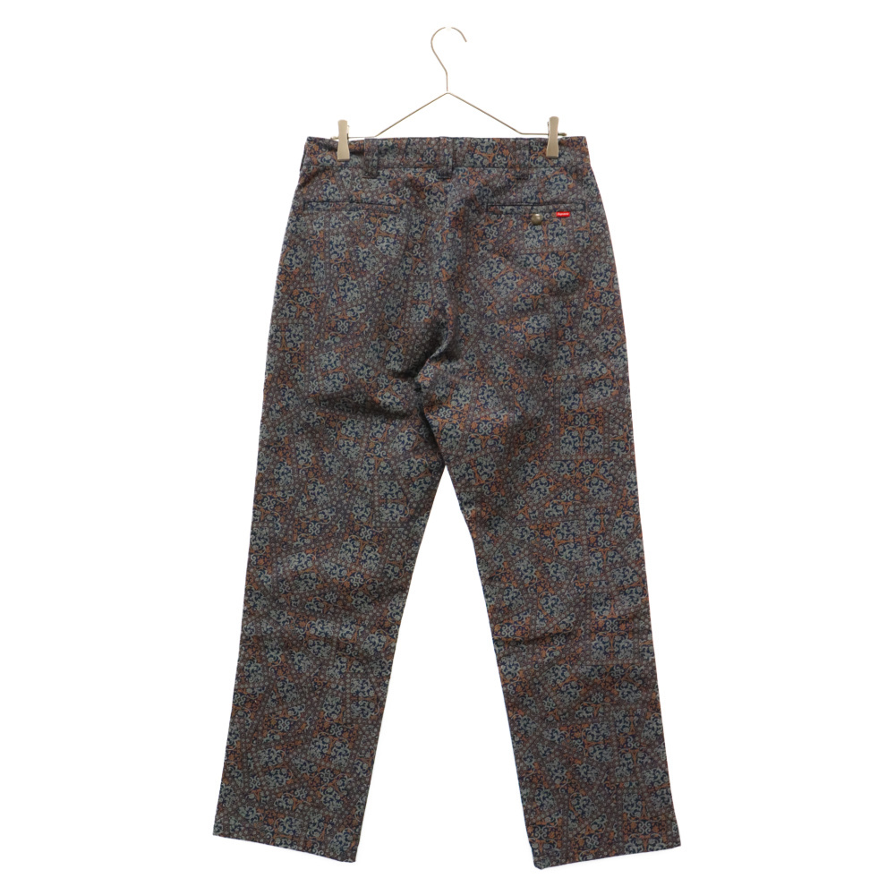 SUPREME シュプリーム 21AW Work Pant Navy Floral Cards ワーク パンツ ネイビー フローラル カード 総柄 ブルー_画像2