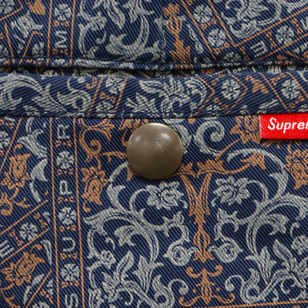 SUPREME シュプリーム 21AW Work Pant Navy Floral Cards ワーク パンツ ネイビー フローラル カード 総柄 ブルー_画像6