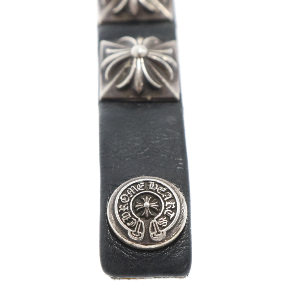 CHROME HEARTS クロムハーツ PYRAMID STUDS LEATHER STRAP BRACELET ゼロピラミッドスタッズ レザーブレスレット ブラック_画像8