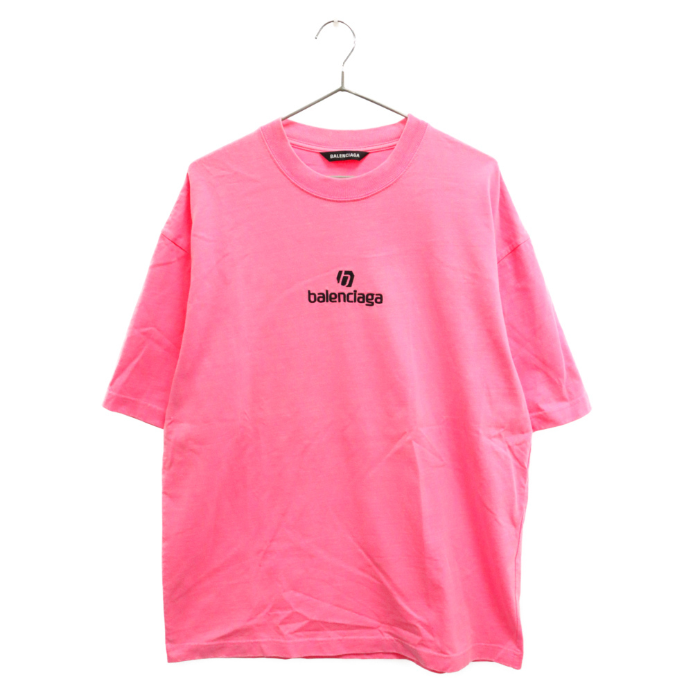 BALENCIAGA バレンシアガ 21SS Sponsor Logo T-Shirt スポンサーロゴ 刺繍 半袖Tシャツ カットソー ピンク 612966 TJVD9