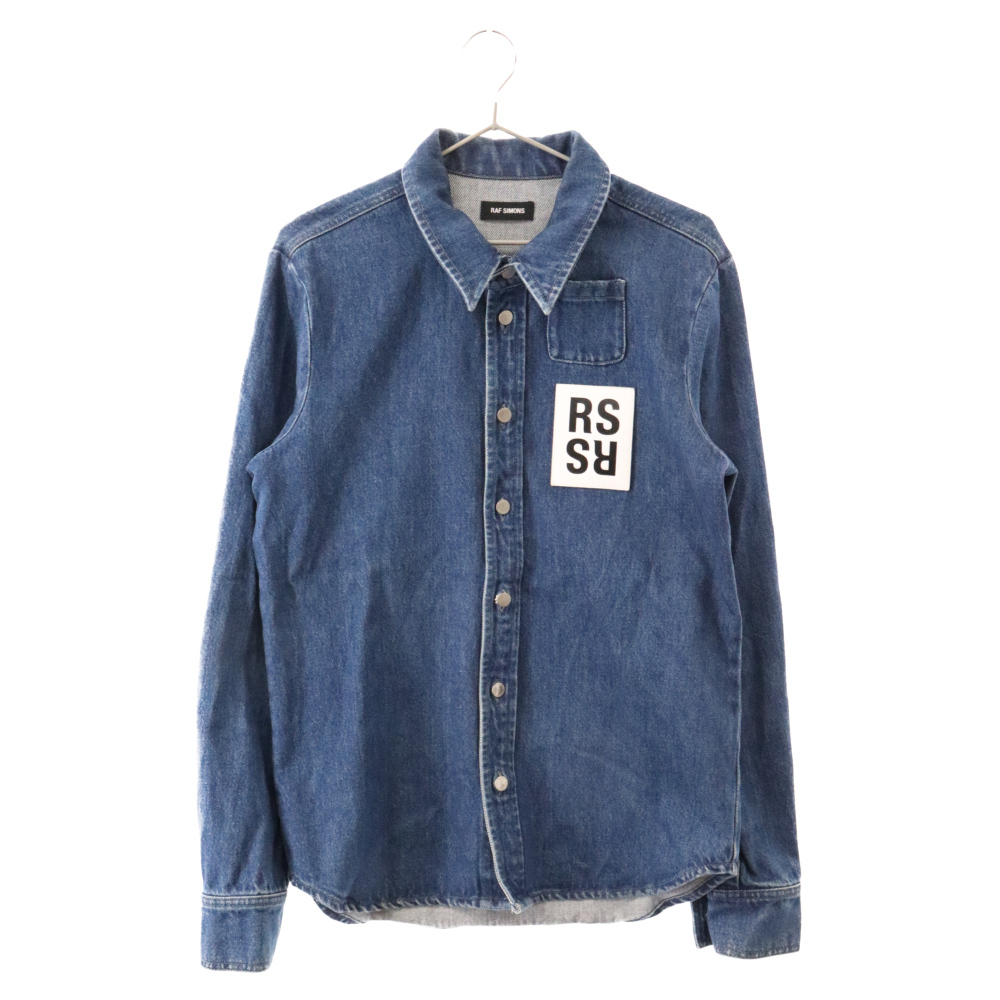 RAF SIMONS ラフシモンズ DENIM SHIRT RSレザーパッチ デニム長袖シャツ インディゴ_画像1