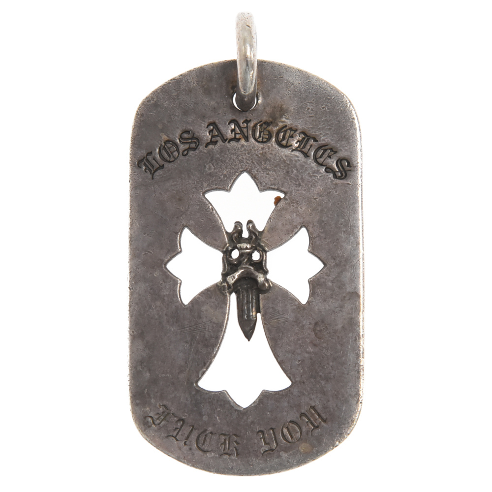 CHROME HEARTS クロムハーツ D/TAG LRG CROSS DAGG ラージドッグタグ カットアウト クロスダガー ネックレス トップ シルバー