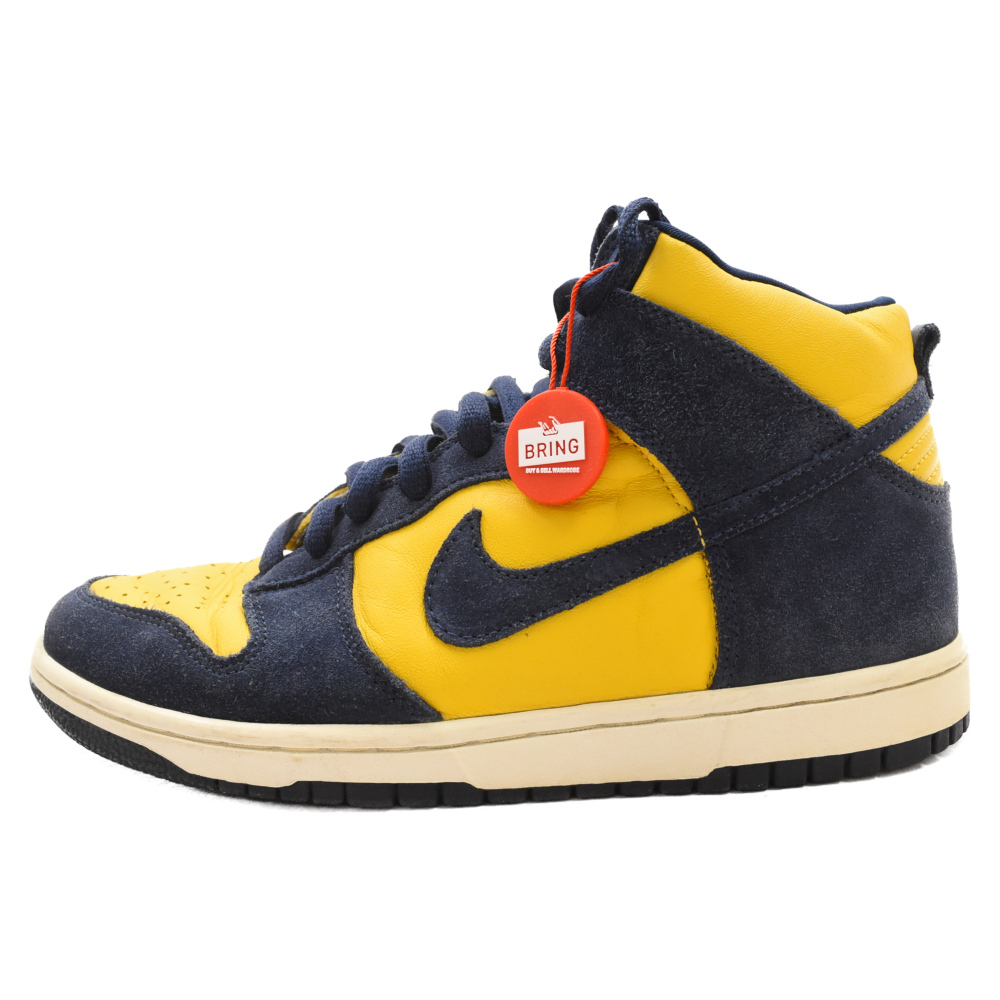 NIKE SB ナイキエスビー 2005年製 DUNK HIGH MICHIGAN ダンク ミシガン ハイカットスニーカー ネイビー/イエロー 305050-741 US8.5/26.5cm_画像1