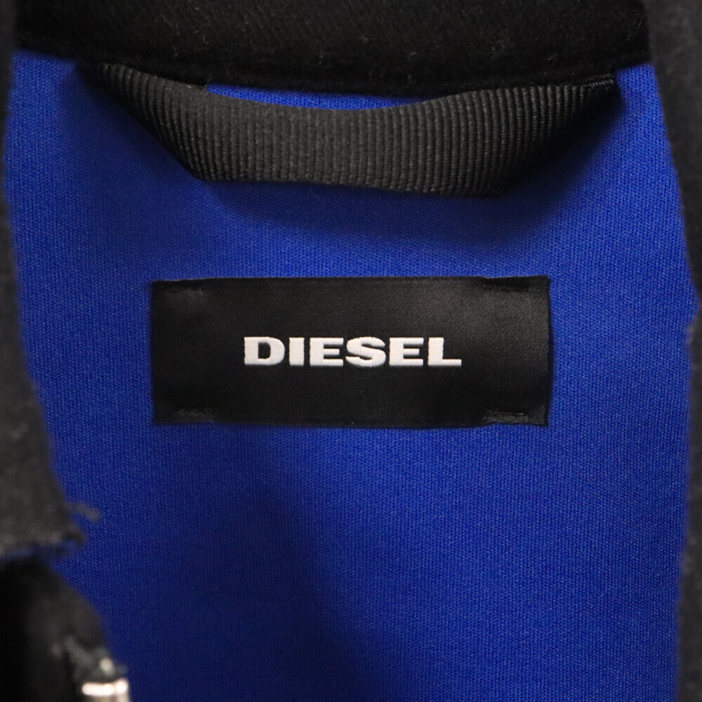 DIESEL ディーゼル カットオフデザイン ステンカラー ハーフコート ジャケット ブラック/ブルー_画像5