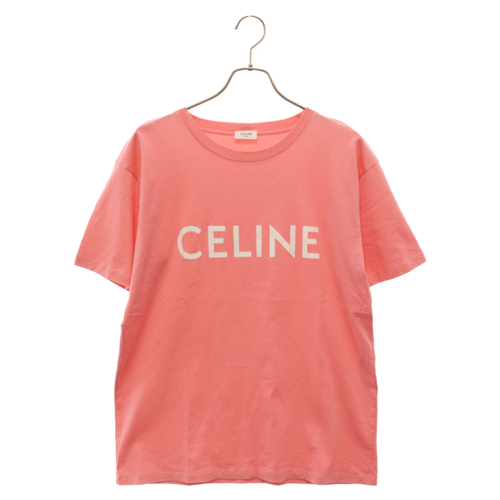 CELINE セリーヌ 22AW ルーズフィット ロゴプリント半袖カットソー Tシャツ ピンク 2X681671Q_画像1