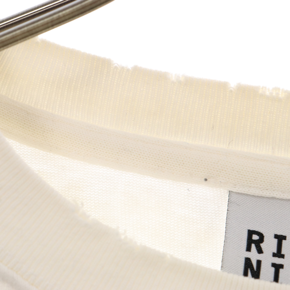 RICE NINE TEN ライスナインテン ユーズド加工 フロントグラフィックプリント 半袖Tシャツ アイボリー_画像3