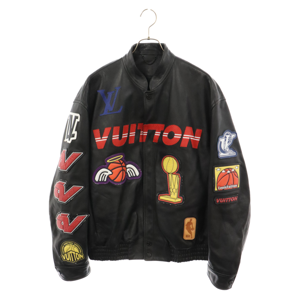 LOUIS VUITTON ルイヴィトン 22SS×NBA logos leather hero jacket ロゴス レザーヒーロージャケット ブラック RM212M FE6 HLL12E_画像1