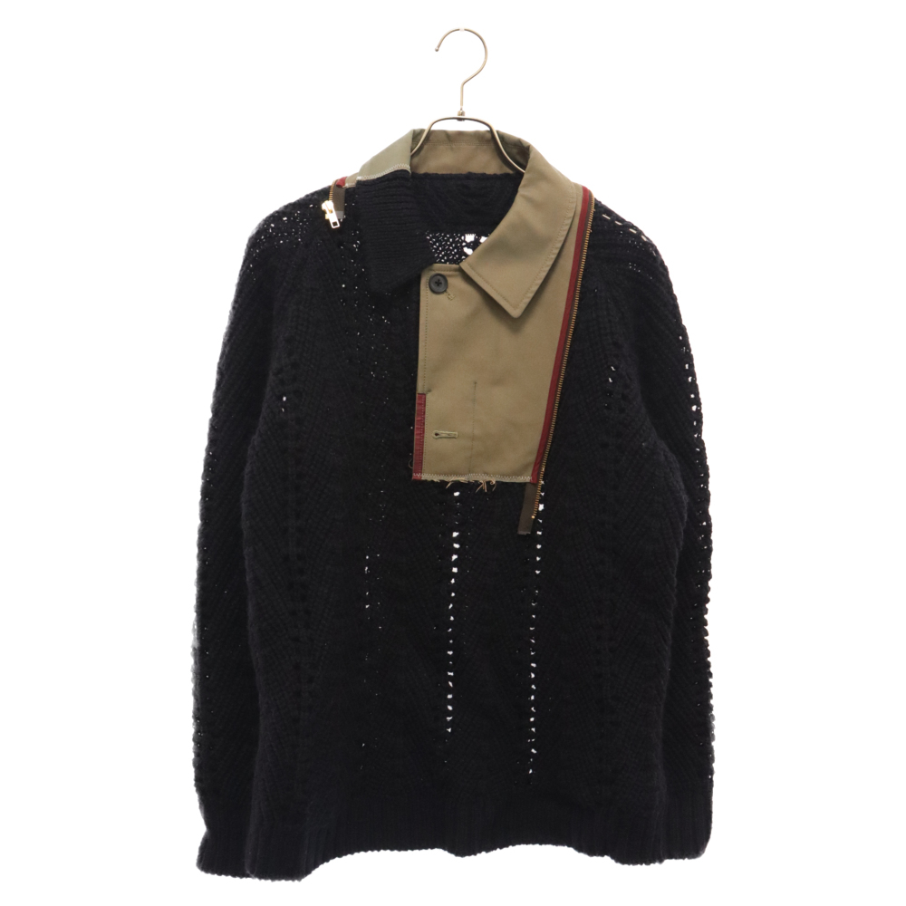 kolor color 23AW SWICHING KNITswi chin g knitted sweater black / khaki 23WCM-N05303