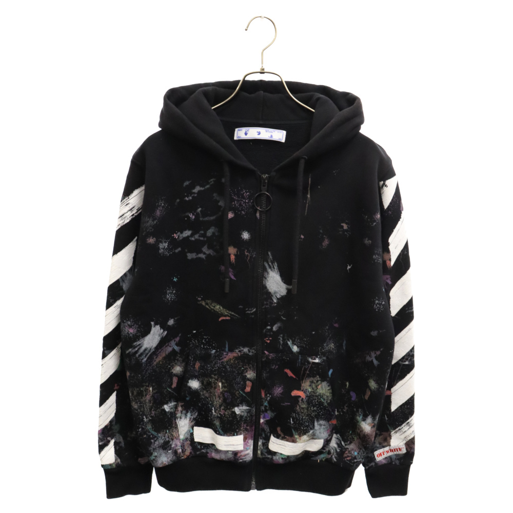 OFF-WHITE オフホワイト 21SS Galaxy Brushed Zip Up Hoodie バックアロー ジップアップ スウェットパーカー OMBB003G20JER001 ブラック_画像2