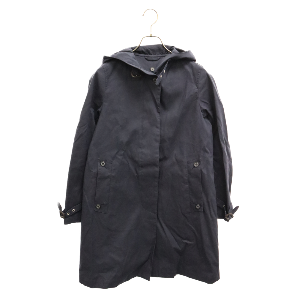 Traditional Weatherwear トラディショナル ウェザーウェア フード付き コットン ロングコート ジャケット ネイビー_画像1