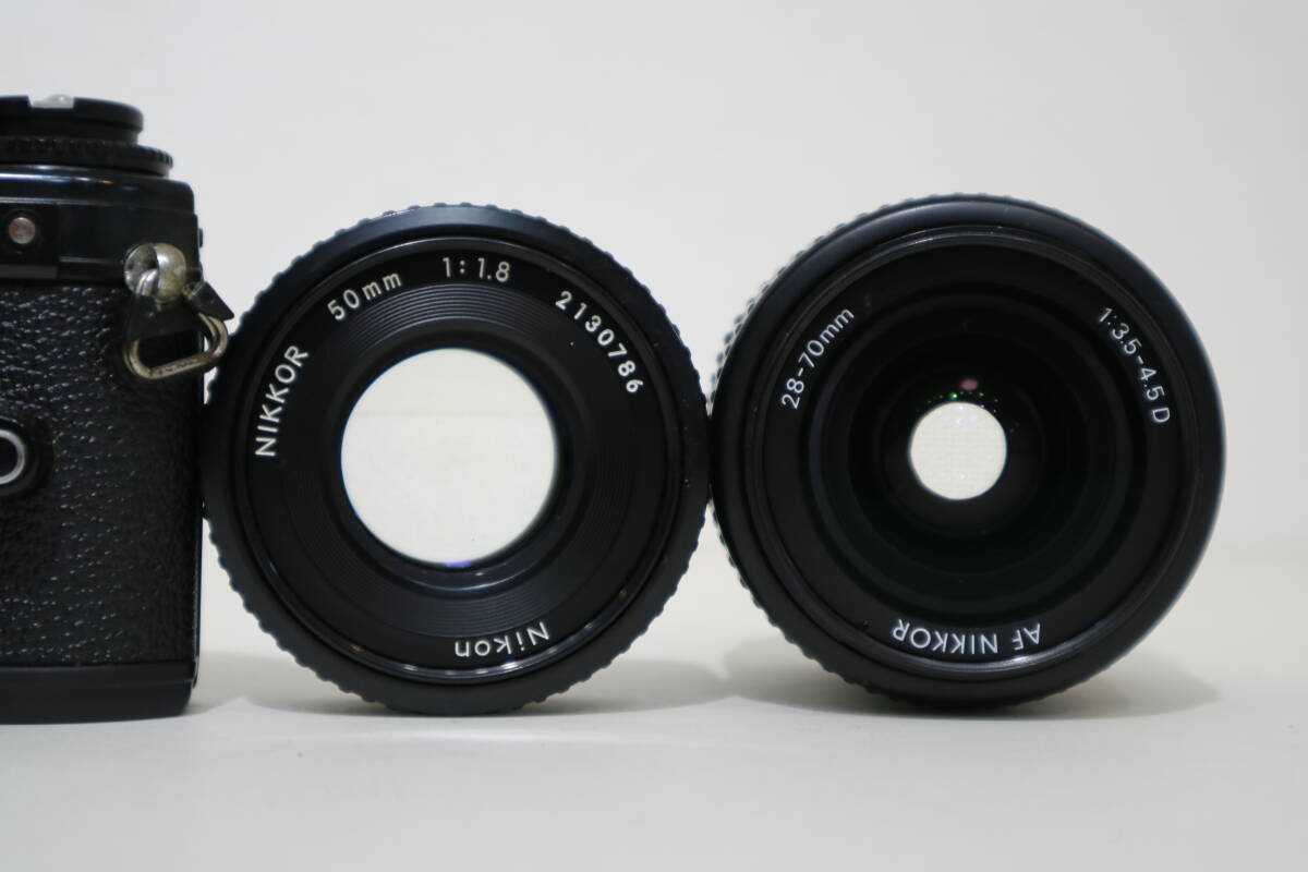 Nikon ニコン　EM ブラックボディ＋ 2本レンズ　AI-S 単焦点 50mm 1:1.8/28-70mm 1:3.5-4.5D_画像9