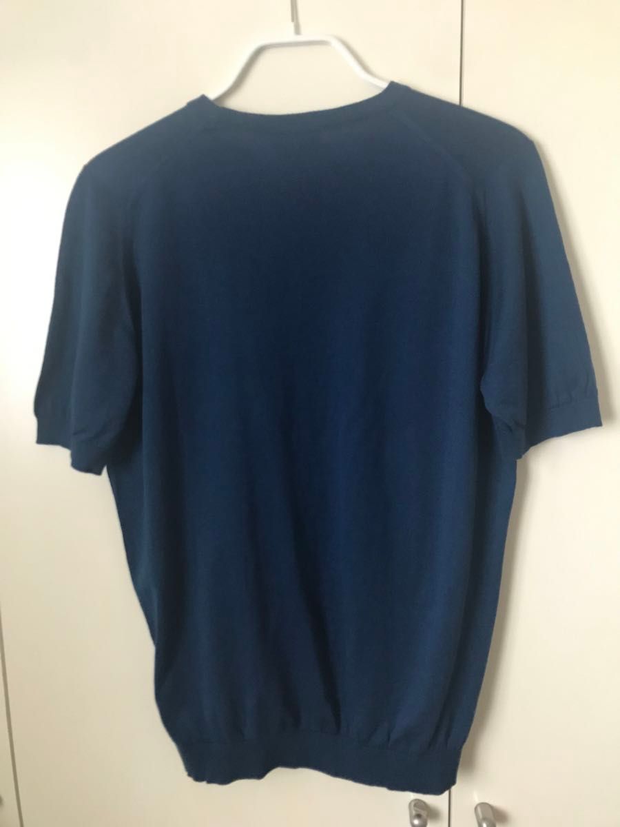 JOHN SMEDLEY ジョンスメドレー 半袖ニット　belden  L  紺　indigo