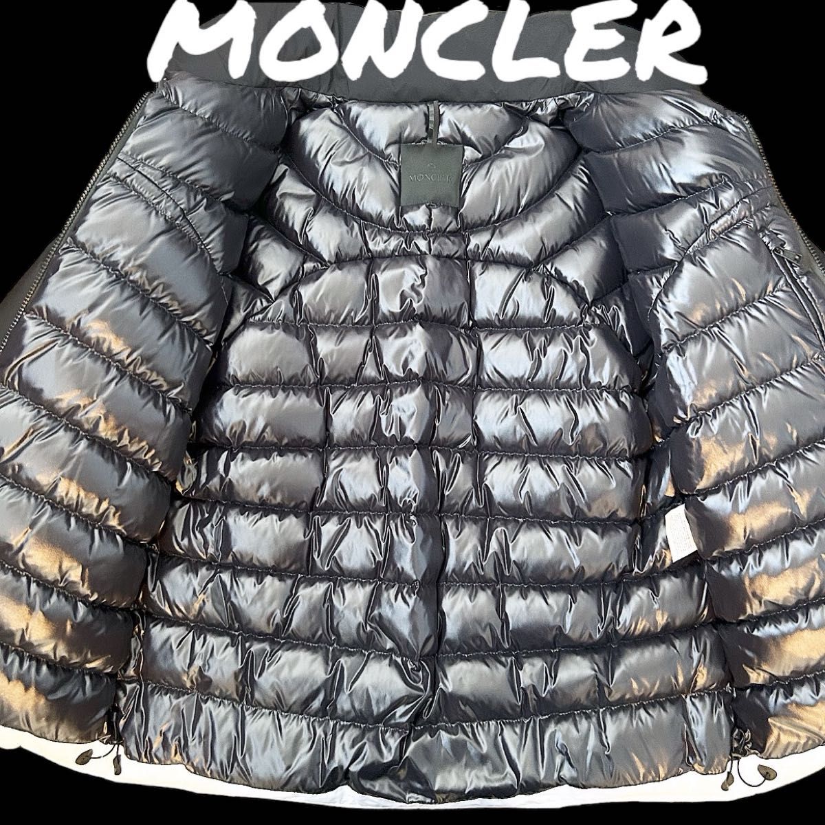 MONCLER ショートダウンジャケット ロゴバイカラー（フード内蔵）サイズ02 