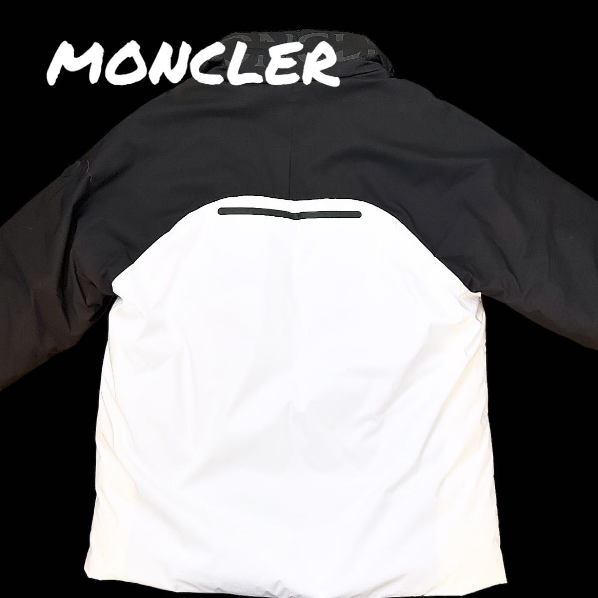 MONCLER ショートダウンジャケット ロゴバイカラー（フード内蔵）サイズ02 